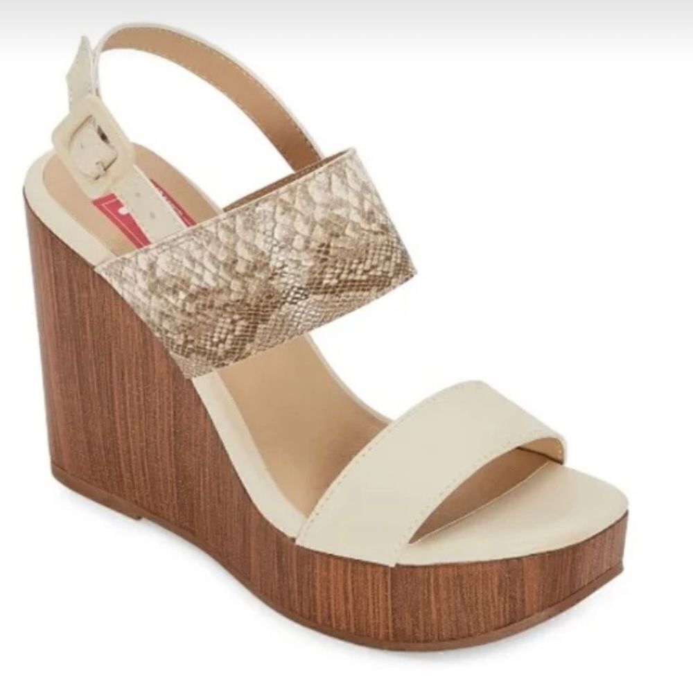 Pop Complete Wedge Sandals Snake Skin Print Women’s Size 7M Trendy Sexy